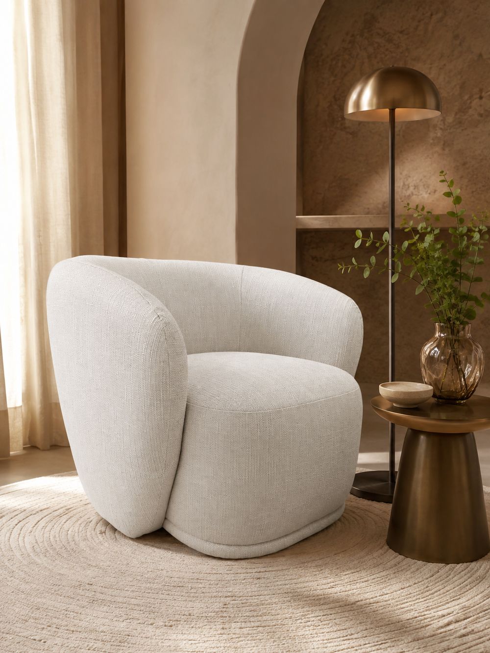 Poltrona boucle orgânica creme