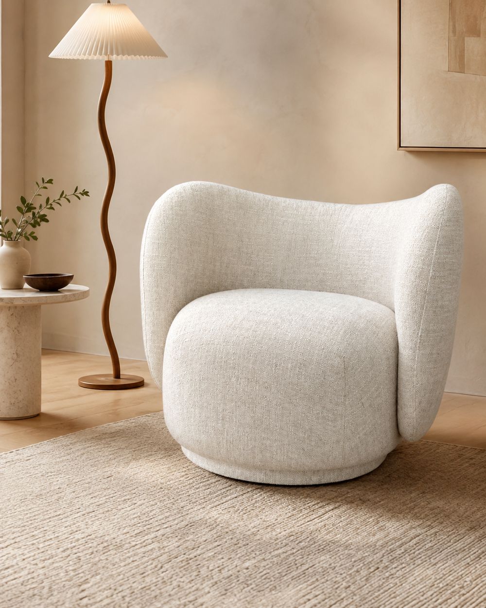 Poltrona boucle creme com orelhas