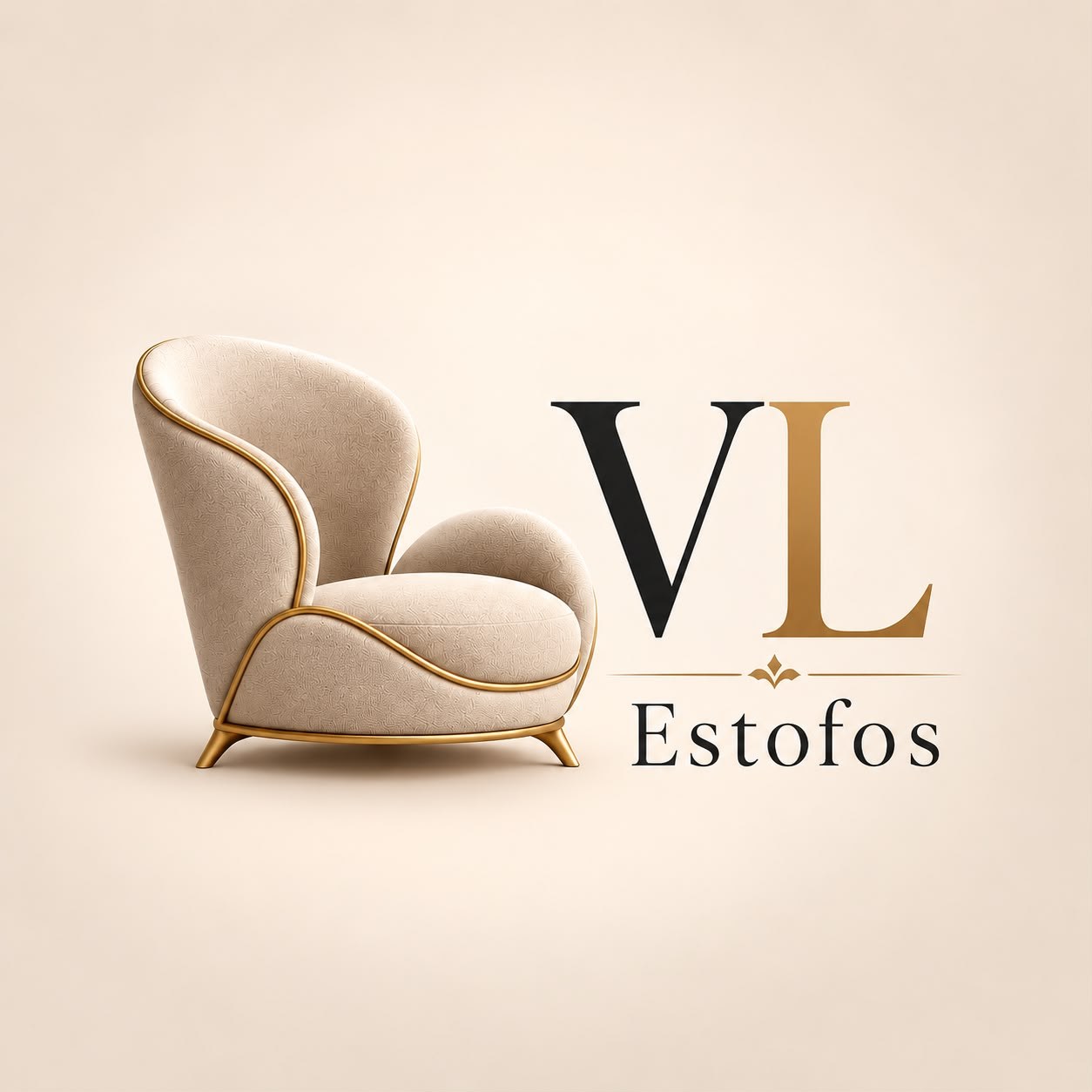 Estofos V.L. — poltrona e logótipo da marca
