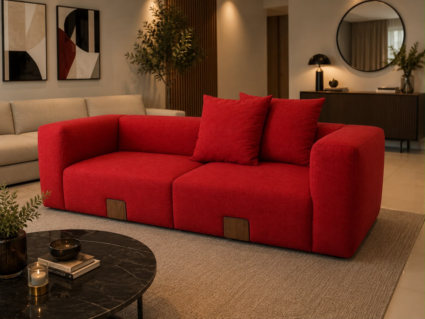 Sofá modular vermelho