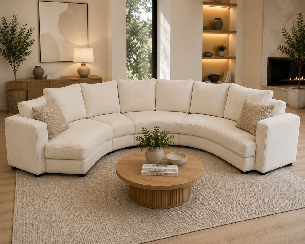 Sofá curvo semicircular creme